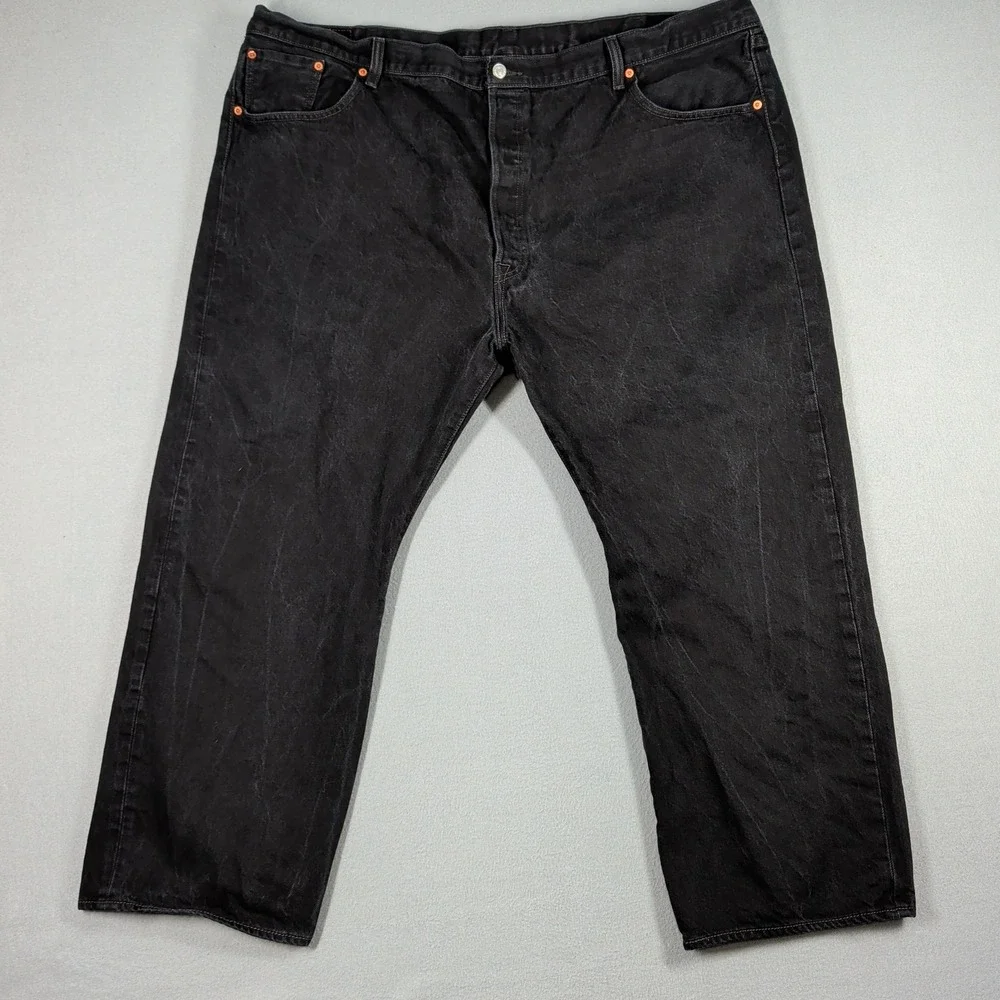 Levi's 501‎ Jeans Mens 50x30 Black Denim Button Fly Classic Original Fit